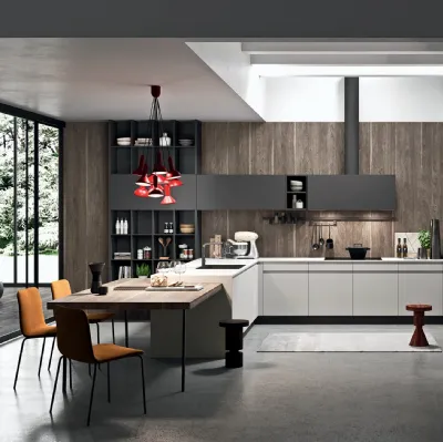 Cucina Moderna con penisola Line Moderno 17 di Astra