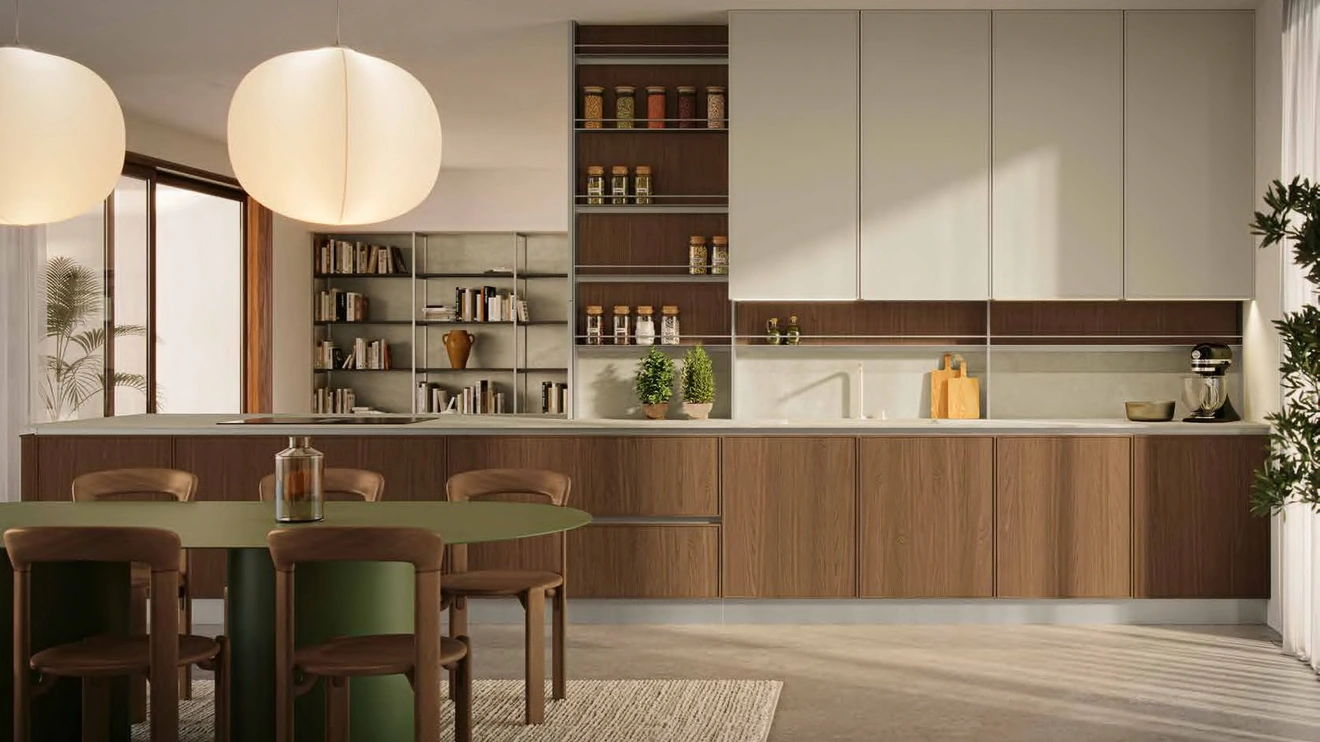 Cucina Moderna lineare MK02 in legno e laccato di Gentili Cucine