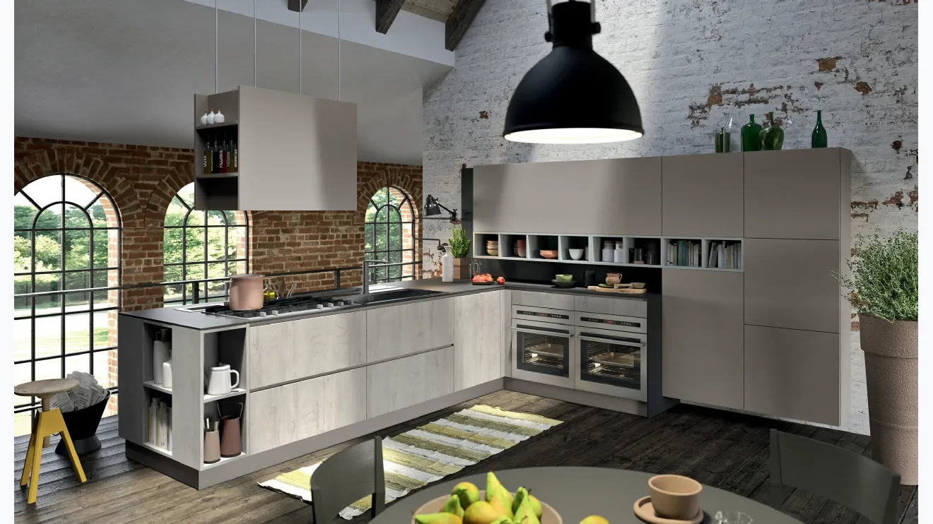 Cucina Moderna con penisola SP-22 Industrial 04 di Astra