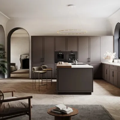 Cucina Moderna con isola Tes in laccato opaco Carruba di Miton