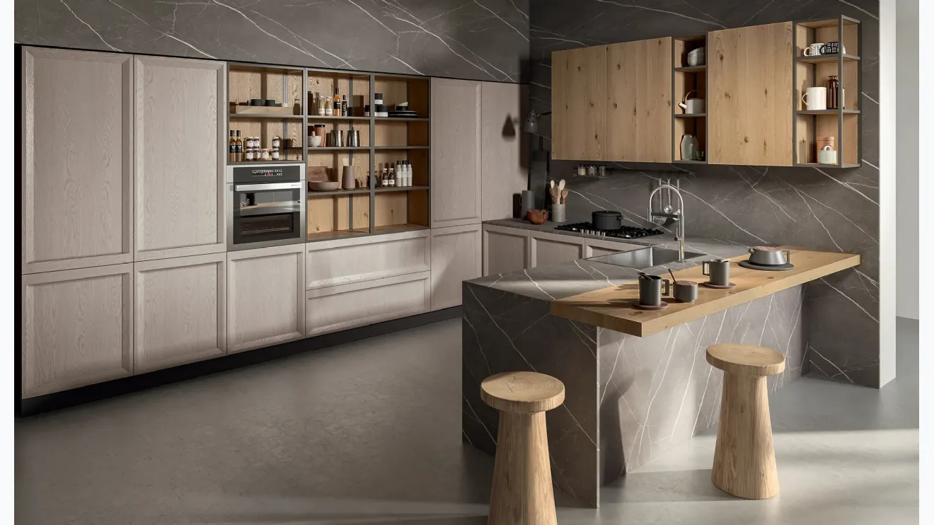 Cucina su misura con penisola Atelier Contemporaneo 03 di Astra