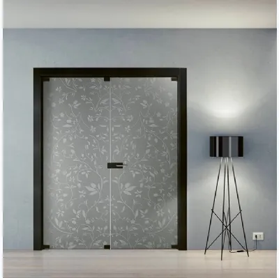Porta per interni Alaska 3260 in vetro satinato sabbbiato con cornice in Rovere laccato di BiHome