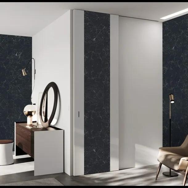 Porta per interni scorrevole Fusion Madeira in laccato con inserto in ceramica di BiHome