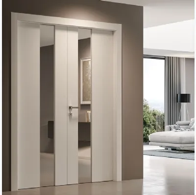 Porta per interni CL V Bianco Opaco con inserti in vetro Doppio Battente di BiHome