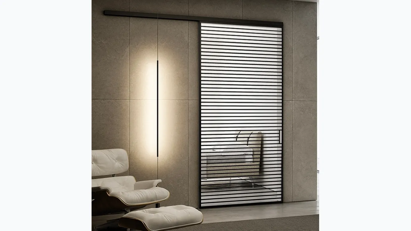 Porta per interni in vetro e alluminio Dakota Antracite di BiHome