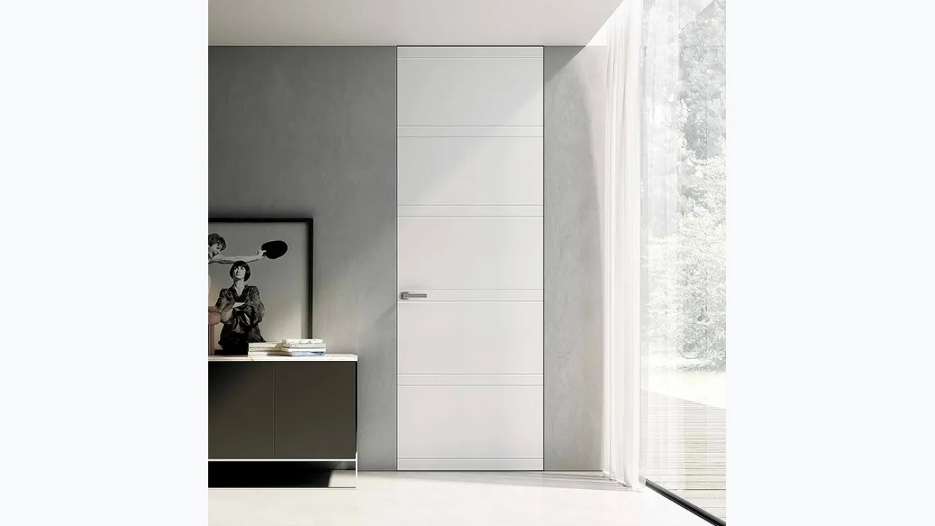 Porta per interni battente Filomuro Pantoincisa BP 1036 in laccato opaco Bianco di BiHome