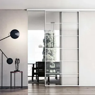 Porta per interni Glass Bianco Scorrevole Esterno Muro 01 di Bertolotto