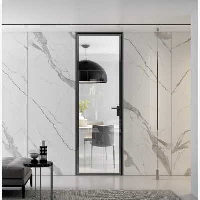 Porta per interni battente in vetro e alluminio Light Crystal BI Antracite di BiHome