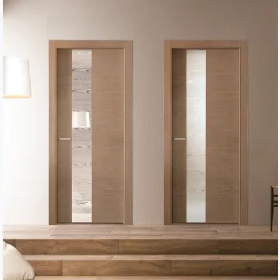Porta per interni battente in laminato e vetro Materik 111 MV Nocciola di BiHome