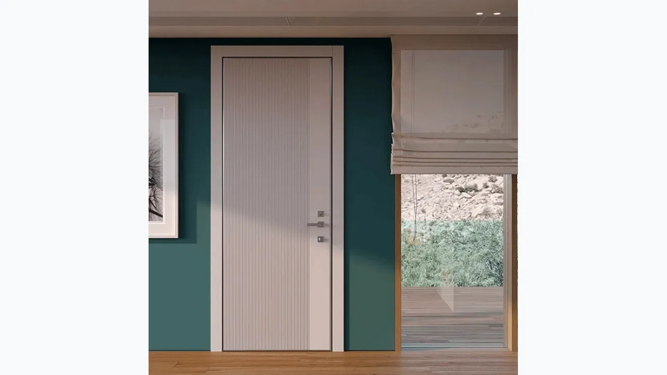 Porta per interni con rivestimento blindato Millerighe Seta Opaco di BiHome