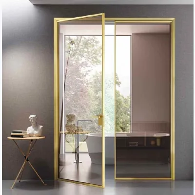 Porta per interni battente in vetro e alluminio Mini Tall Glass Gold di BiHome